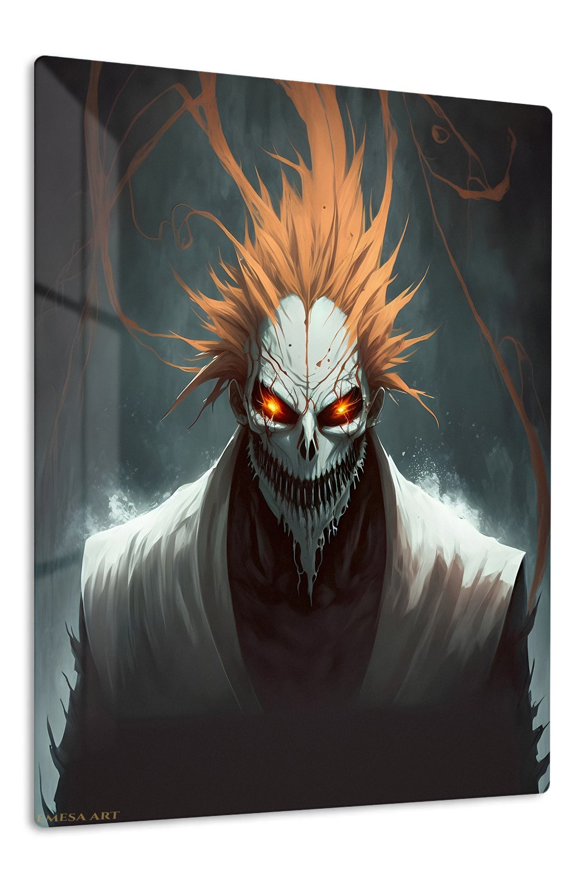 Flame-Haired Skull Guardian premium metal wall art Ã¢â‚¬â€œ front view