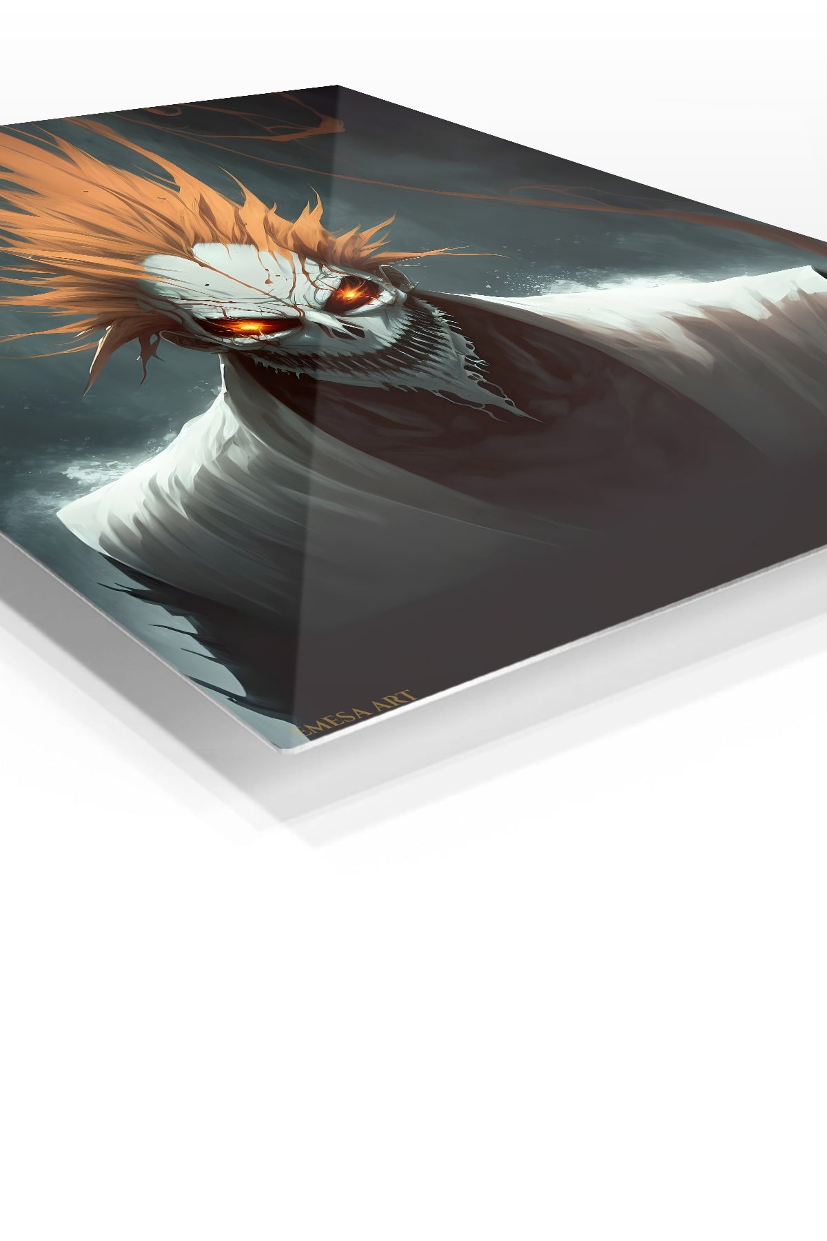 Flame-Haired Skull Guardian premium metal wall art Ã¢â‚¬â€œ angled view