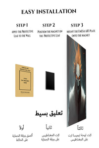 Magnetic mounting installation guide for Flame-Haired Skull Guardian metal wall art