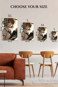 EMESA metal wall art size comparison guide for Sunlit Student with Open Book