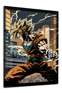 Lightning City Warrior premium metal wall art Ã¢â‚¬â€œ front view
