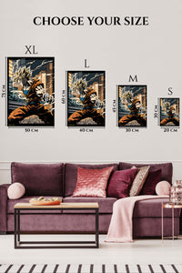 EMESA metal wall art size comparison guide for Lightning City Warrior