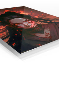 Ember-Eyed Warrior premium metal wall art Ã¢â‚¬â€œ angled view
