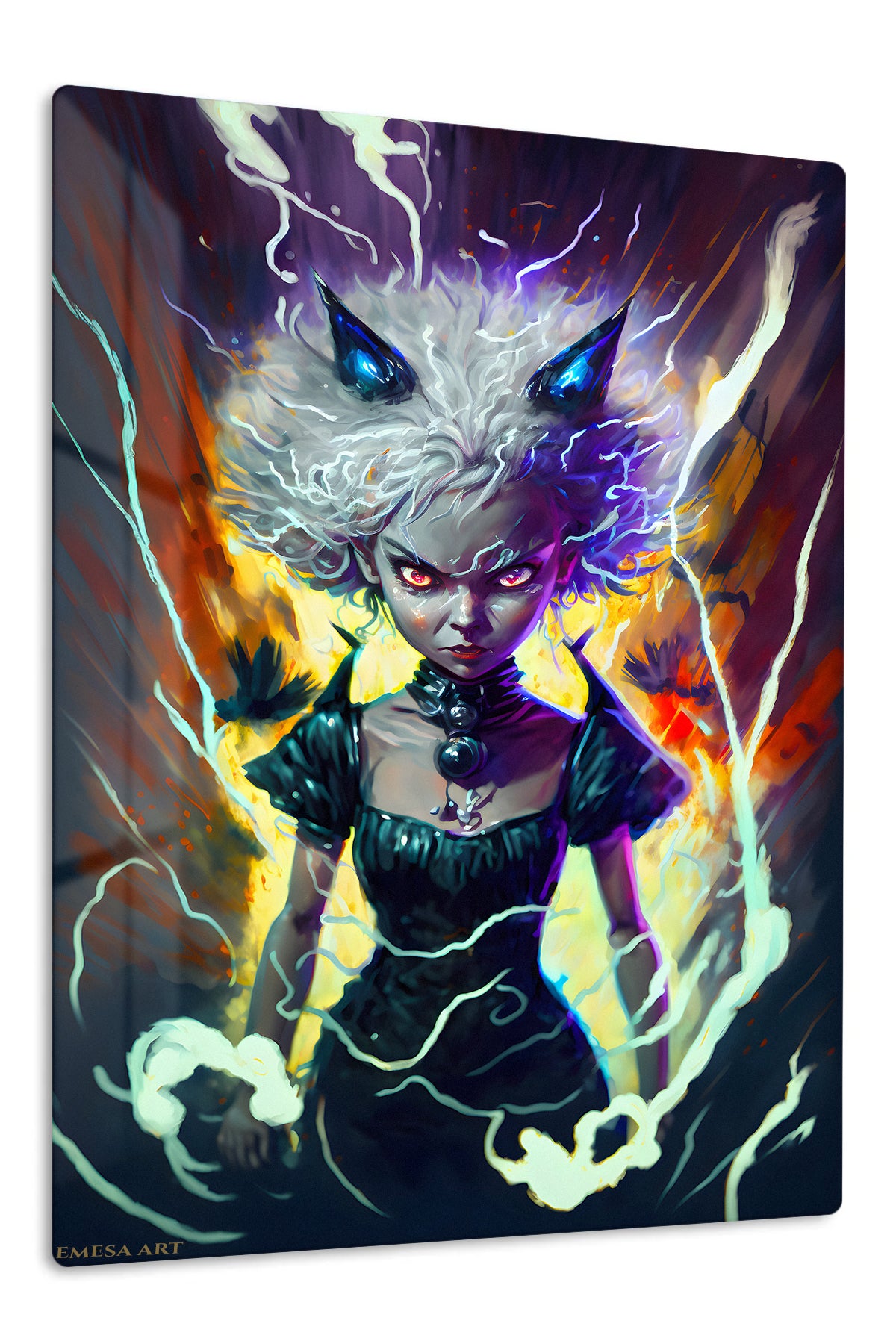 Stormbound Horned Sorceress premium metal wall art Ã¢â‚¬â€œ front view