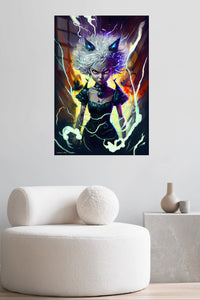 Stormbound Horned Sorceress metal wall art displayed in a contemporary living space