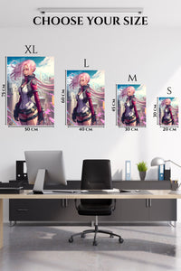 EMESA metal wall art size comparison guide for Pink-Haired Cyberpunk Sentinel
