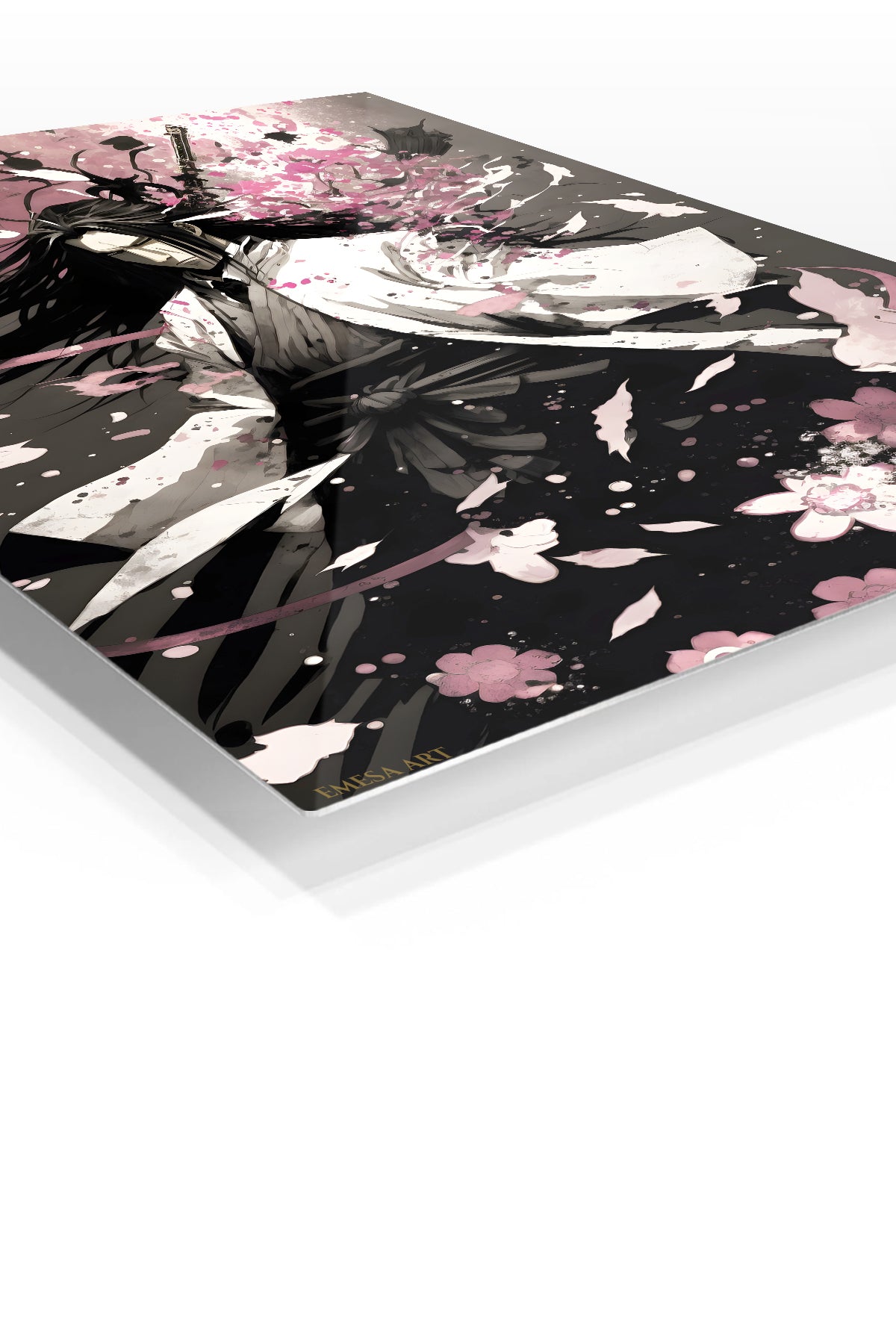 Blossom Blade Warrior premium metal wall art Ã¢â‚¬â€œ angled view