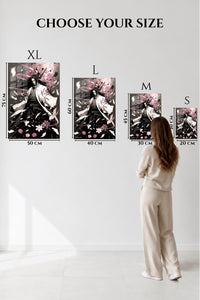 EMESA metal wall art size comparison guide for Blossom Blade Warrior