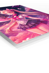 Moonlit Cat-Eared Guardian premium metal wall art Ã¢â‚¬â€œ angled view