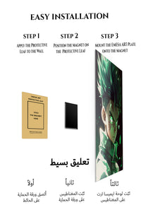 Magnetic mounting installation guide for Emerald-Eyed Warrior Portrait metal wall art