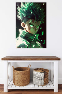 Emerald-Eyed Warrior Portrait metal wall art displayed in a contemporary living space