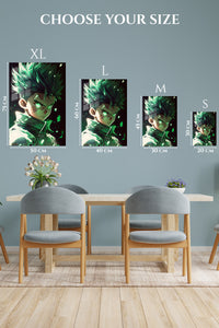 EMESA metal wall art size comparison guide for Emerald-Eyed Warrior Portrait
