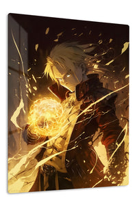 Golden Arcane Warrior premium metal wall art Ã¢â‚¬â€œ front view