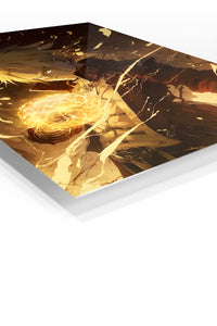 Golden Arcane Warrior premium metal wall art Ã¢â‚¬â€œ angled view