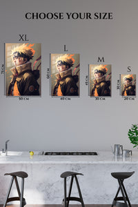 EMESA metal wall art size comparison guide for Ember-Eyed Ninja Portrait