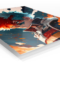 Dual Flame Hero Portrait premium metal wall art Ã¢â‚¬â€œ angled view