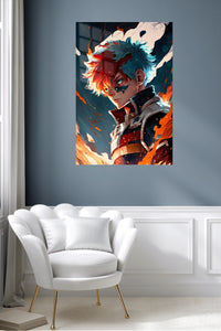 Dual Flame Hero Portrait metal wall art displayed in a contemporary living space