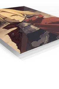 Golden-Eyed Warrior Portrait premium metal wall art Ã¢â‚¬â€œ angled view