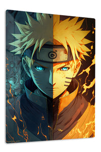 Fire and Frost Ninja Portrait premium metal wall art Ã¢â‚¬â€œ front view