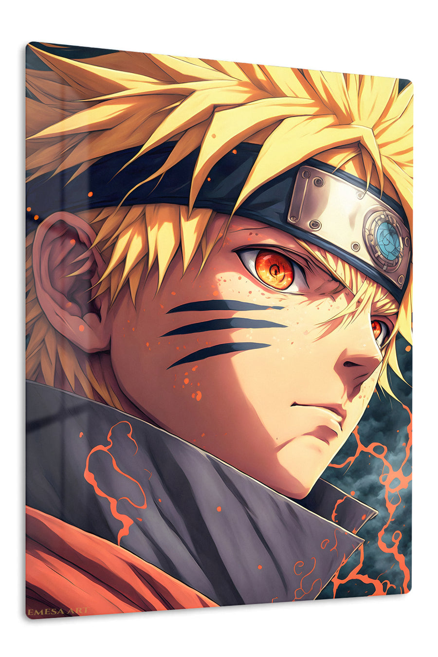 Fox-Eyed Ninja Portrait premium metal wall art Ã¢â‚¬â€œ front view