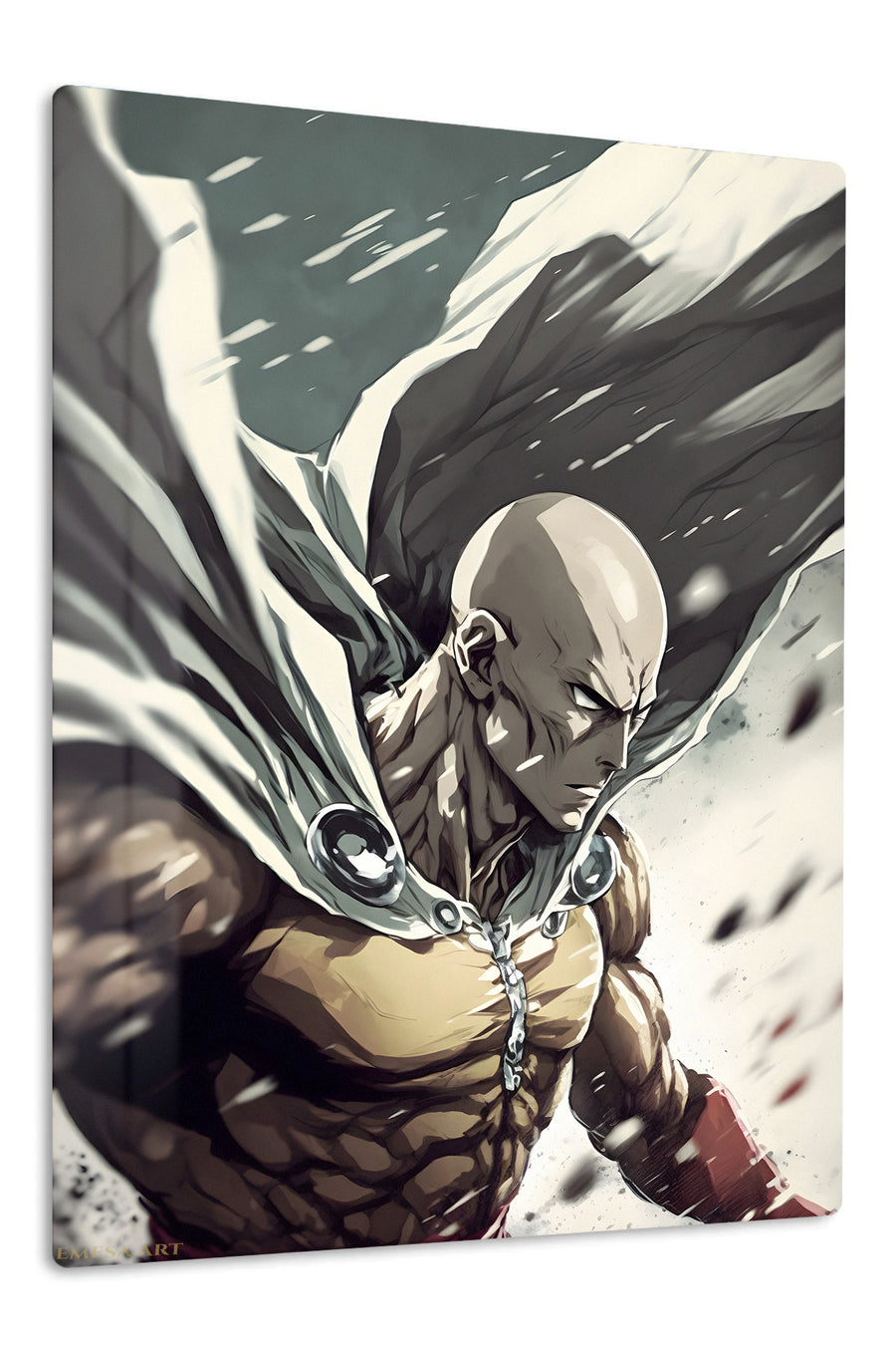 Bald Hero in a Storm premium metal wall art Ã¢â‚¬â€œ front view