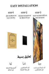 Magnetic mounting installation guide for Masked Ninja in Golden Jacket metal wall art