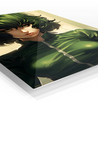 Emerald Gaze Portrait premium metal wall art Ã¢â‚¬â€œ angled view
