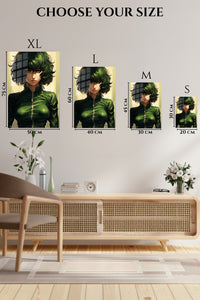 EMESA metal wall art size comparison guide for Emerald Gaze Portrait