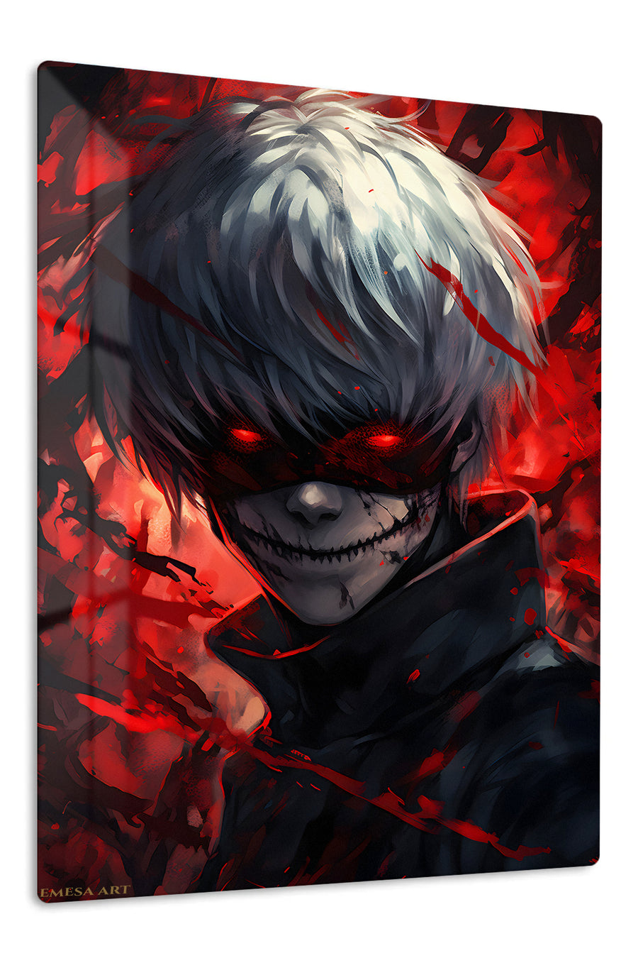 Crimson Grin Shadow Warrior premium metal wall art Ã¢â‚¬â€œ front view