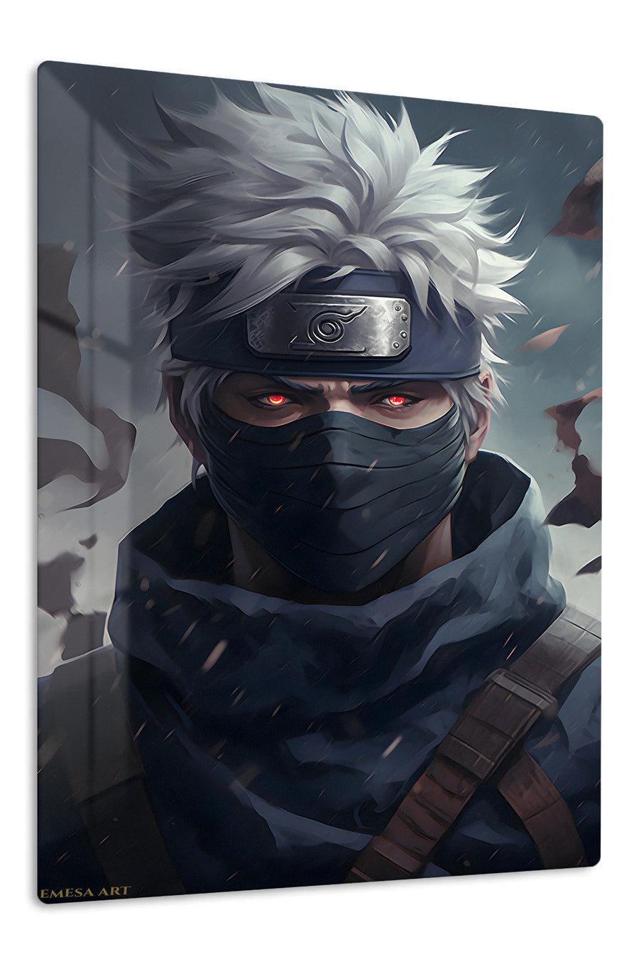 Silver-Haired Masked Warrior premium metal wall art Ã¢â‚¬â€œ front view