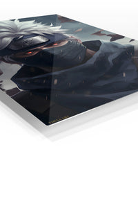Silver-Haired Masked Warrior premium metal wall art Ã¢â‚¬â€œ angled view