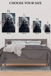 EMESA metal wall art size comparison guide for Silver-Haired Masked Warrior