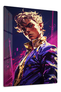 Neon Gaze Warrior Portrait premium metal wall art Ã¢â‚¬â€œ front view