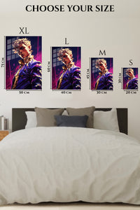 EMESA metal wall art size comparison guide for Neon Gaze Warrior Portrait