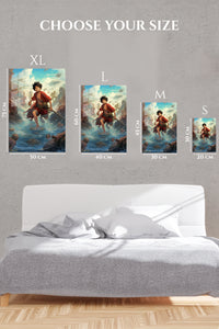 EMESA metal wall art size comparison guide for Red-Clad Sky Pirate Adventure