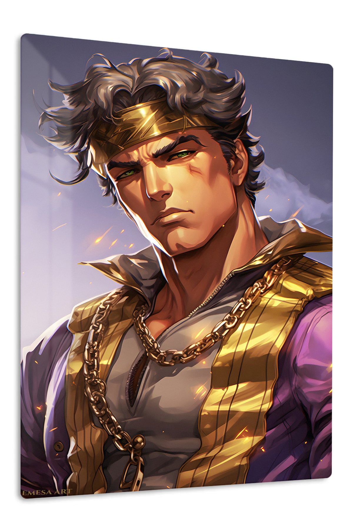 Golden Headband Warrior Portrait premium metal wall art Ã¢â‚¬â€œ front view
