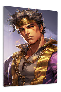Golden Headband Warrior Portrait premium metal wall art Ã¢â‚¬â€œ front view