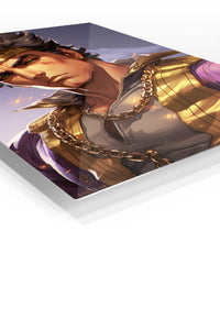 Golden Headband Warrior Portrait premium metal wall art Ã¢â‚¬â€œ angled view