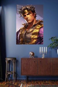 Golden Headband Warrior Portrait metal wall art displayed in a modern interior