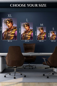 EMESA metal wall art size comparison guide for Golden Headband Warrior Portrait