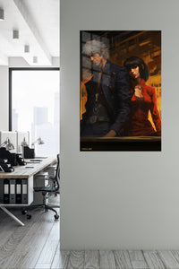 Amber City Duo metal wall art displayed in a contemporary living space