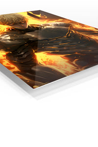 Ember-Eyed Armored Warrior premium metal wall art Ã¢â‚¬â€œ angled view