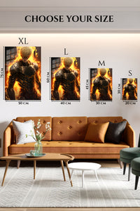 EMESA metal wall art size comparison guide for Ember-Eyed Armored Warrior
