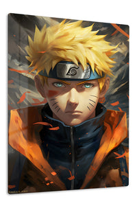 Golden-Haired Ninja Portrait premium metal wall art Ã¢â‚¬â€œ front view