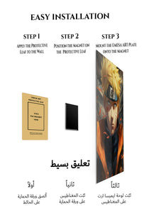 Magnetic mounting installation guide for Golden-Haired Ninja Portrait metal wall art