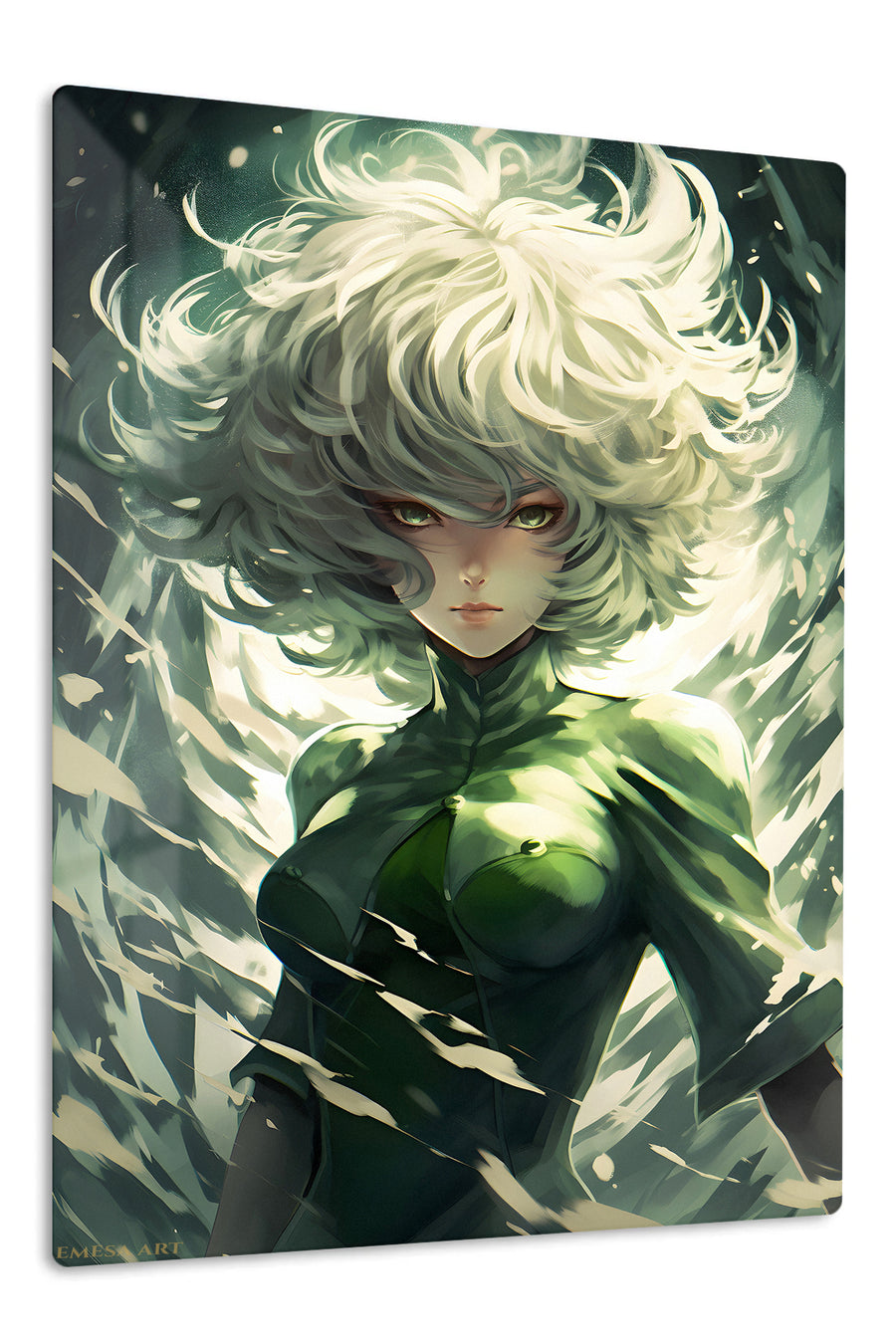 Emerald Wind Guardian premium metal wall art Ã¢â‚¬â€œ front view