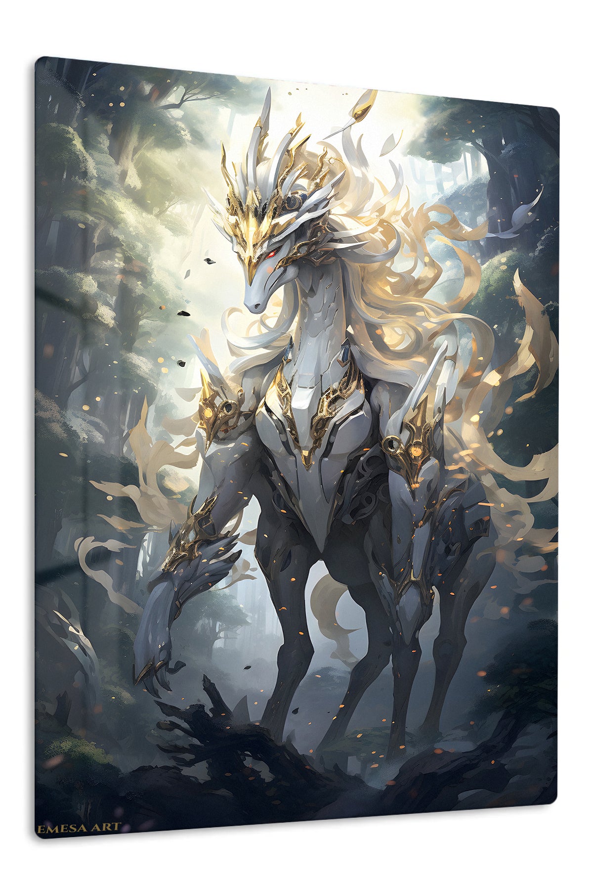 Golden Crown Forest Guardian premium metal wall art Ã¢â‚¬â€œ front view