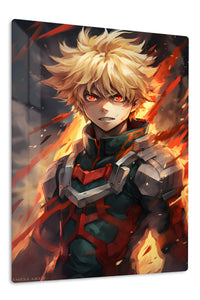 Blazing Hero Portrait premium metal wall art Ã¢â‚¬â€œ front view