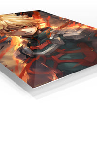 Blazing Hero Portrait premium metal wall art Ã¢â‚¬â€œ angled view