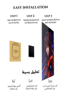 Magnetic mounting installation guide for Crimson Mecha Guardian metal wall art